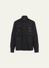 Prada Men's Re-nylon Cargo Sport Shirt In Black