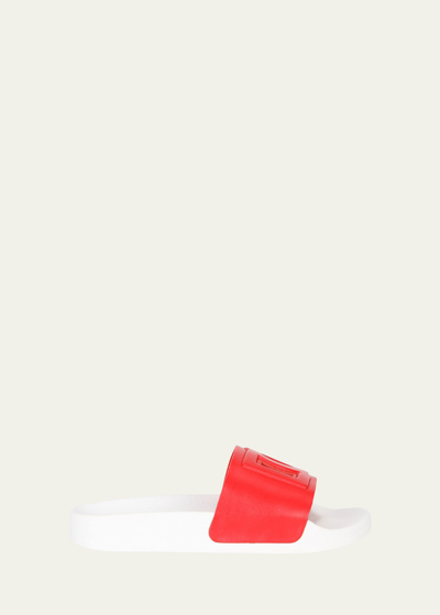 Dolce & Gabbana Rosso Slides Calfskin sliders with DG logo in Red for Women  main image 4