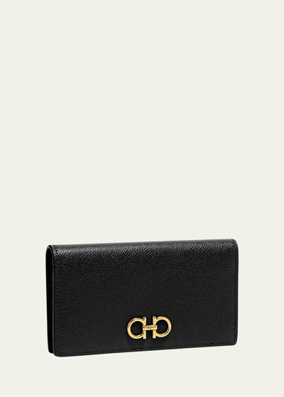 Ferragamo Gancini Continental Wallet In Black