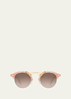 Krewe St. Louis Round Sunglasses, Camellia In Brown