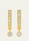 Jennifer Meyer Diamond Bar Stud Mini Bezel Drop Earrings In Gold
