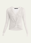 Veronica Beard Soren V-neck Twisted-hem Sweater In White