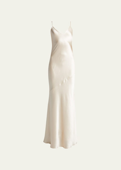L Agence Serita Silk Maxi Dress In White