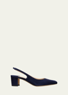 Manolo Blahnik Allurasan Suede Slingback Pumps In Blue