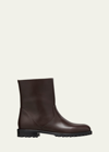 Manolo Blahnik Motosa Leather Pull-on Moto Boots In Brown