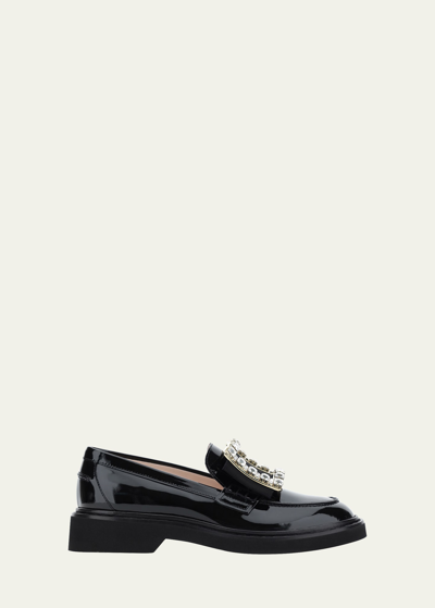 Roger Vivier Viv Ranger Patent Crystal-buckle Loafers