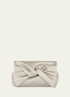 Anya Hindmarch Bow Clutch Bag In Double Satin In White