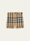 Burberry Kids' Boy's Royston Vintage Check Shorts In Brown