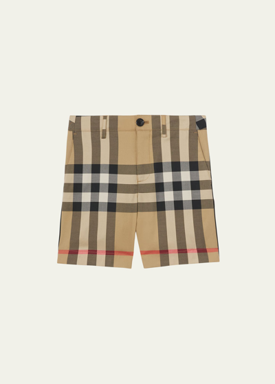 Burberry Kids' Boy's Royston Vintage Check Shorts In Brown