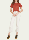 Veronica Beard Jeans Carson High-rise Ankle Flare Jeans In White