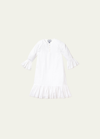 Petite Plume Kids' Girl's Arabella Solid Cotton-blend Ruffle Nightgown In White
