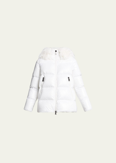 Moncler Laiche Faux Fur Puffer Jacket In White
