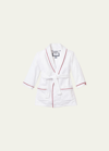 Petite Plume Kid's Solid Flannel Robe W/ Contrast Piping