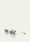 Victoria Beckham V-star Round Metal Aviator Sunglasses In Gold