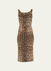 DOLCE & GABBANA LEOPARD-PRINT SLIM MIDI DRESS