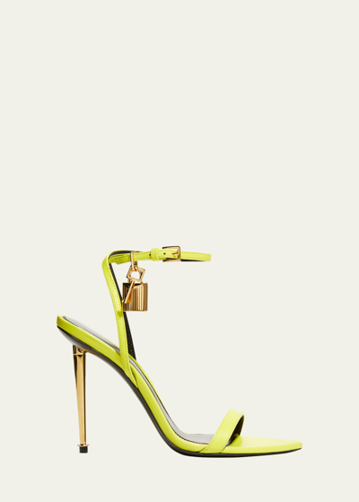 Tom Ford Lock Stiletto Sandals In Yellow