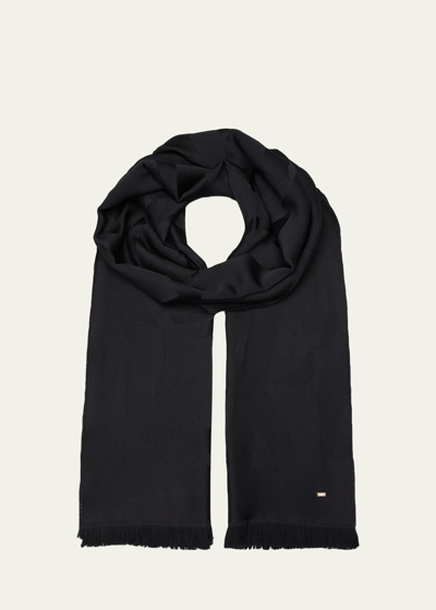 Saint Laurent Tonal Ysl Wool Scarf