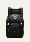 Prada Men's Padded Nylon Logo Backpack W/ Hood