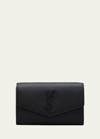 Saint Laurent Uptown Ysl Wallet On Chain In Grained Leather In Black