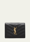 Saint Laurent Ysl Monogram Grain De Poudre Flap Card Case