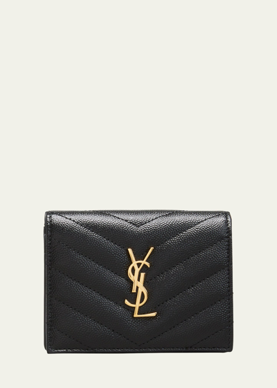 Saint Laurent Ysl Monogram Grain De Poudre Flap Card Case