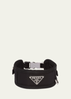 Prada Men's Triangle Logo Pet Collar In Black