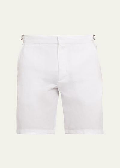 Orlebar Brown Norwich Side-adjuster Linen Shorts In White