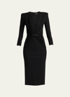 Giorgio Armani Draped Milano Stitch Midi Dress In Black