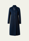 Akris Cashmere Double-face Coat W/ Leather Strap In Blue