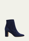 Manolo Blahnik Rosie Suede Zip Ankle Booties In Blue