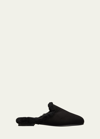 Manolo Blahnik Mariamu Suede Shearling Slipper Mules In Black