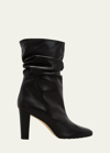 Manolo Blahnik Calasso Napa Slouchy Mid Booties In Black