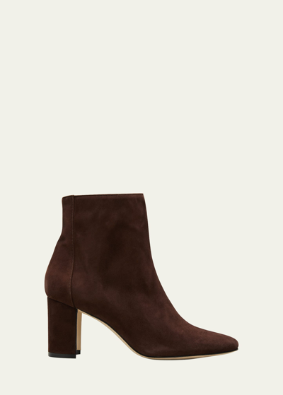 Manolo Blahnik Rosie Suede Zip Ankle Booties