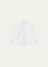Classic Prep Childrenswear Kids' Girl's Ginny Ruffle-front Blouse In White