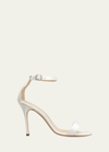 Manolo Blahnik Chaos Satin Stiletto Sandals In White