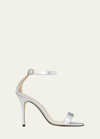 Manolo Blahnik Chaos 105mm Metallic Napa Sandals In White