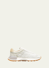 Maison Margiela Men's Evolution Quilted Mix-leather Runner Sneakers In White
