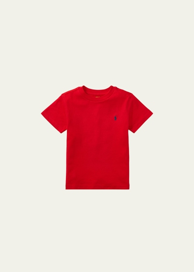 Ralph Lauren Kids' Boy's Cotton Jersey Crewneck Tee In Red