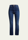 Mother The Hustler Ankle Fray Jeans In Blue