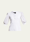 Veronica Beard Jeans Coralee Puff-sleeve Top In White