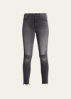 Mother Looker Ankle Fray Distressed Jeans In Burning Out Lan