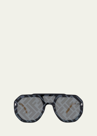 Fendi Ff Evolution Squared Pilot Sunglasses In Black/gray