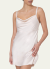 Rya Collection Heavenly Cowl-neck Charmeuse Chemise In White