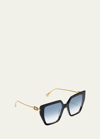 Fendi Acetate/metal Butterfly Sunglasses, Black