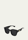 Gucci Oversized Rectangle Acetate Sunglasses In Black