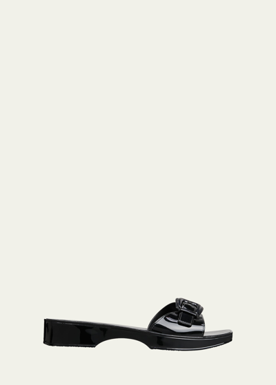 Veronica Beard Davina Jelly Buckle Resort Sandals In Black