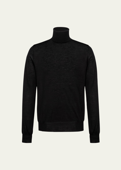 Prada Men's Cashmere Turtleneck Sweater In Black