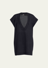 Eres Renee V-neck Short-sleeve Coverup T-shirt In Black