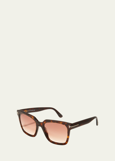 Tom Ford Selby Square Acetate Sunglasses In Brown