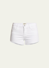 L'agence Audrey Mid-rise Cutoff Shorts In White